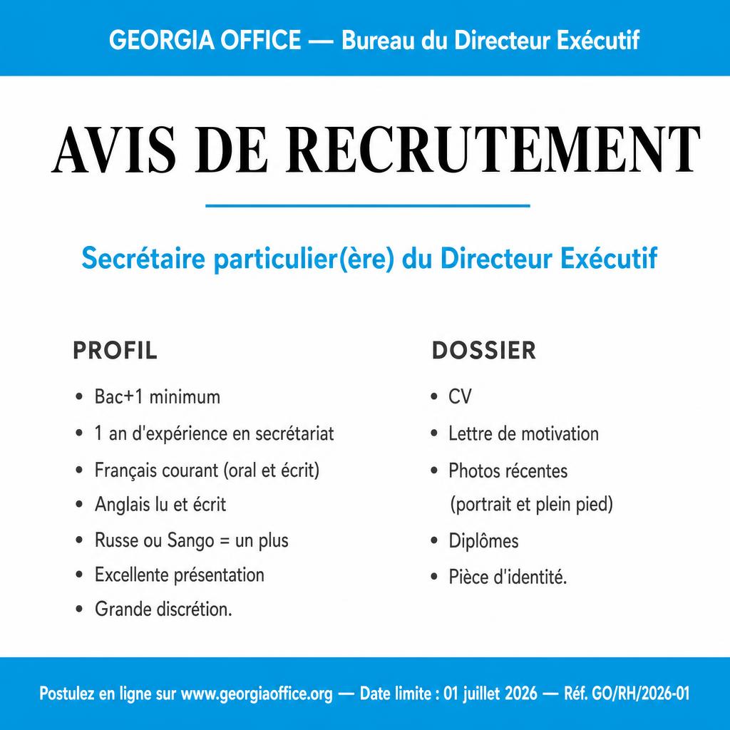 Affiche officielle — Avis de recrutement Georgia Office